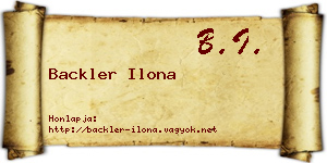 Backler Ilona névjegykártya